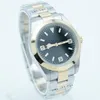 Lume Two Tone Men Watch High Quality Automatic 36MM Smooth Bezel Black Dial Flod Clasp Sapphire Glass Mens Wristwatches