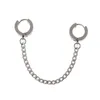 Dangle Chandelier 1 Stück Hip Hop Double Pierced Hoop Huggie Chain Tropfenohrring Ohrstecker Ohrstulpen