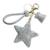 Keychains Rhinestone Star Presente Pentagrama Titular Pingente Ping Crystal Rings Ornamentos artesanais para sacola de carro HangingKeyChains