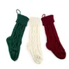 46cm Knitted Christmas Socks 2022 Christmas Tree Ornament Solid Color Children's Gift Candy Bag