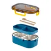 Servis uppsättningar med stor kapacitet dubbel lager rostfritt stål lunchlåda läcksäker bento set mikrovågsugn vuxen student containerdinnerware setsd