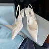 Luxury Dress Shoes Ladies Designer Wedding Heels Premium Fashion Embroidered Ribbon Decorative Bow Shiny Medium High heel