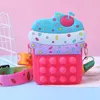 Pop Purse Fidget Toys Bag Rainbow Rabbit Shoulder Bag Fidgets Party Favor Sensory Silicone Backpack Toy for Girls and Women