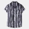 Men's Casual Shirts Pcs Men's Stripe Summer Beach Short Sleeve Loose Buttons Hawaiian Shirt With Men Sets ClothingMen's