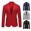 Men Blazer Fashion One Button Lapel Casual Long Sleeve Decorative Pocket Suit Coat Workwear Business Blazer costume homme 220514