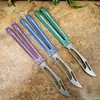 Nouveau Theone JK Balisong Butterfly Training Trainer Couteau non tranchant trois couleurs D2 Blade Channel Titanium Handle Swilt Jilt Couteaux Chimera Hom Ex10 Triton Kraken BM51