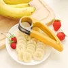 Outil de sublimation Accessoires de cuisine Trancheuse de bananes Trancheuses de saucisses de légumes de fruits Coupe-bananes en acier inoxydable Outils de sundaes à salade Outils de cuisine