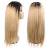 Kisshair 4x4 spetsstängning peruk t1b27 t1b30 ombre färg brasiliansk människa hår peruk gyllene blond medium auburn front spets peruk