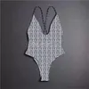 Weiblicher Bandeau-Badeanzug, voller Buchstaben, bedruckt, Bikini-Set, Damenmode, Bademode, auf Lager, Bandage, sexy Badeanzüge mit Pad-Tags für den Urlaub