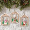 Noel dekorasyonları 3pcs ağaç süsleme set ahşap içi boş kar tanesi Noel claus kardan adam elk Bow xmas dekorchristma ile asılı kolye