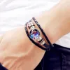 Bedelarmbanden Zodiac Signs Constellations Black Button geweven lederen armband glas koepel sieraden mannen vrouw cadeaucharm inte22