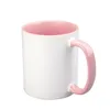 Tasse en céramique par Sublimation vierge, 10 couleurs, poignée de couleur, tasse vierge à l'intérieur, bricolage, transfert de chaleur, impression, tasses d'eau SN4507