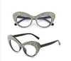 Wholesale lunettes de soleil femmes clear clear lentille chat lunettes de soleil surdimensionnées strass bleu lumière lunettes gafas de sol