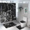 New marble Printed Pattern Bathroom Shower Curtain Pedestal Rug Lid Toilet Cover Mat Non-Slip Bath Mat Carpet Set 210401