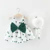 2 stks babymeisjes jurken kersenprint bowknot decor mouwloze zomer kinderkleding set 1045 e3