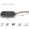 UPORS 4 Hole Frying Pan Non Stick Breakfast Burger Egg Pancake Maker Wooden Handle Stone Four Hole Omelet Pan 220423