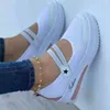 Jurk schoenen sandalen sneaker nieuw canvas textiel vaste kleur dagelijkse lage top zwarte wig hakken casual platform schoenen 220714