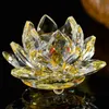 80mm Cristal De Quartz Fleur De Lotus Artisanat Verre Presse-papiers Fengshui Ornements Figurines Maison Fête De Mariage Décor Cadeaux Souvenir 220329