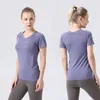 T-Shirt 2022 NEW Align LU07 Women's 2.0 Yoga Short Sleeve Solid Color Nude Sports Shaping Waist Tight Fitness Loose Jogging High Quality