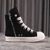 High 2022s Street Rick Canvas Chaussures Jumbo Chaussures Lace Sentiale masculine noire solide Sneakers ￠ lacets en caoutchouc Owens Sneakers pour femmes avec taille de bo￮te 34-48 Flds