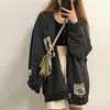 Felpe con cappuccio da donna Felpe Gaono Harajuku Grunge Patched Oversize Vintage Dark Academia Giacca da baseball Primavera Autunno Cerniera allentata Felpe