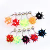 10PCS LOT Rainbow Color Silicon Ball Spike Belly Nipple Button ring Punk Mens Women Navel Piercing Body Jewelry237M