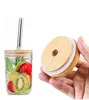 Bamboo Cap Lids 70mm 88mm Reusable Wooden Jar Water Bottle Lid with Straw Hole and Silicone Seal