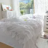 Seersucker Princess Girl Bedding Set Set Lovely Ruffles Home Pedive Cover Set Luxury Plearted Sets