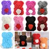 Decorative Flowers & Wreaths Red Heart Bear Rose Artificial Teddi Of Decoration Valentine Christmas Day Gift For Women Drop