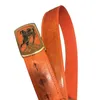 Nouvelle collection de ceintures ladi de luxe en cuir d'esturgeon véritable de couleur orange avec des métaux de bonne qualité7Z23