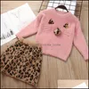 Kleidung Sets Kinder Mädchen Winteroutfits Otter Leopard Rock Pullover Set Casual Clothes Girl Mxhome Dhwoj