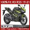 Corpo stampo ad iniezione per YAMAHA YZFR3 YZFR25 YZF R 3 25 R3 R25 19 20 21 Carrozzeria 141No.51 100% Fit YZF-R3 YZF-R25 2019 2020 2021 Telaio 2019-2021 Kit carenatura OEM nero opaco