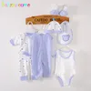 BABZAPLEUME 8PCS/SET URODZONY BABY BOUCS Ubrania 100�wełniane dziewczęta z długim rękawem kombinezon maluch stroi