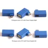 Conector azul USB 2.0 hembra a macho Micro OTG Puerto de fuente de alimentación Adaptadores en ángulo izquierdo y derecho de 90 grados