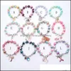 Party Gunst Event Leveringen Feestelijke Home Garden Styles Kids sieraden Bracelet Colorf kralen Love Heart Rainbow Charms Cute Design Princess Fo