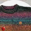 Gruby adererror sweter tęczowy gradient dzianiny mężczyźni kobiety knitt sweter pullover sukienka T220730