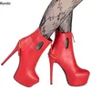 Rontic New Stylish Ladies Spring Ankel Boots Hollow Out Stiletto Heels Rund Toe Pretty Red Fuchsia Party Shoes US Storlek 5-20