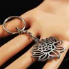 Keychains Fashion Lotus Rostfritt stål för kvinnor Silver Silverfärg Flor av Life Keyring Jewelry Porte Clef K774S06