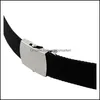 Стиль полотно пояса с пряжкой Sier и наконечник 43 дюйма длиной (черный) Drop Доставка 2021 Ремни аксессуары Мода Zngppb