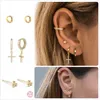 Stud Punk 925 Pendientes de plata esterlina para mujeres Gold Zircon Girl Ear Bone Piercing Pendiente Hombres Cruz Colgantes Aretes R5Stud Odet22 Farl22