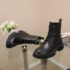 2023 Lüks Tasarımcı Kadın Moda Ayak Bileği Martin Boots Avustralya Fırçalanmış Rois Deri Naylon Çıkarılabilir Monolit Monolit Siyah Lady Heels