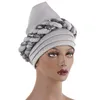 2022 gorro de turbante musulmán moda exagerada Color sólido Hijab sombrero en capas de dos tonos con lentejuelas Twist Bandana Hat