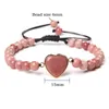Beaded Strands 6mm Natural Stone Beads Braid Bracelet Handmade Heart Charm Woven Bracelets Adjustable Yoga Female For Women Jewelry Lars22