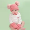 Handschoenen en hoeden geboren baby kinderen meisjes winter warme gebreide hoed harige ballen pompom solide schattige mooie beanie cap cadeaus 963 d3