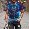 Men's T-Shirts Men T-shirt Tiger Printing Male Tees With Ferocious Animal Printed 3D T Shirt Summer Casual Short-sleeved O-neck Top Streetwe