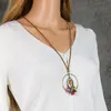 Dames etnische oorbellen ketting sieraden set Boheemse bruid bruiloft sieraden kleurrijke kwikbloem ronde oorbel trui ketting