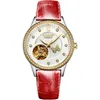 Montres-bracelets Montre Femmes De Luxe Automatique Mécanique Squelette En Cuir Véritable Saphir Femme Montre-Bracelet Femme Horloge Relogio FemininoWristwa