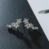 Stud Simple Stylish Star Women Drop Earrings Shiny White Zircon Exquisite Versatile Female Earring Fashion Jewelry GC1027