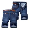 Sommer-Jeans-Shorts für Herren, dünn, Baumwolle, lässig, elastisch, schweißabsorbierend, Übergröße, einfarbig, weich, atmungsaktiv, Tasche