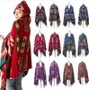 Women Hooded Blanket Poncho Knitting Vintage Pattern Tassel Cape Wraps Photo Travel Cloak with Tassel Horn Button